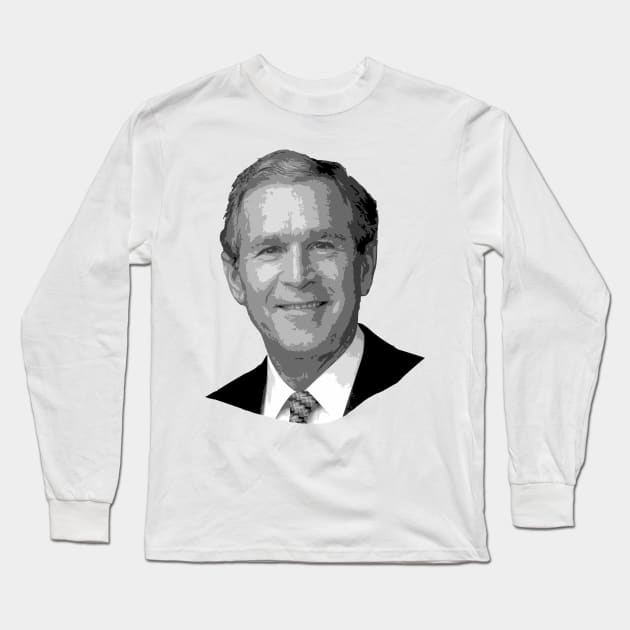 George Bush Grayscale Pop Art Long Sleeve T-Shirt by Nerd_art